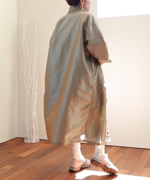 ULEULA（ウルア）の「スタンドカラーシャツコート/ステンカラーシャツコート/スプリングコート（ステンカラーコート・レディース・カーキ/ブラック・FREE）」の11枚目の写真