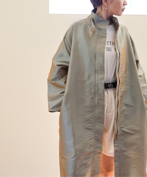ULEULA（ウルア）の「スタンドカラーシャツコート/ステンカラーシャツコート/スプリングコート（ステンカラーコート・レディース・カーキ/ブラック・FREE）」の12枚目の写真