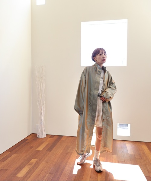 ULEULA（ウルア）の「スタンドカラーシャツコート/ステンカラーシャツコート/スプリングコート（ステンカラーコート・レディース・カーキ/ブラック・FREE）」の15枚目の写真