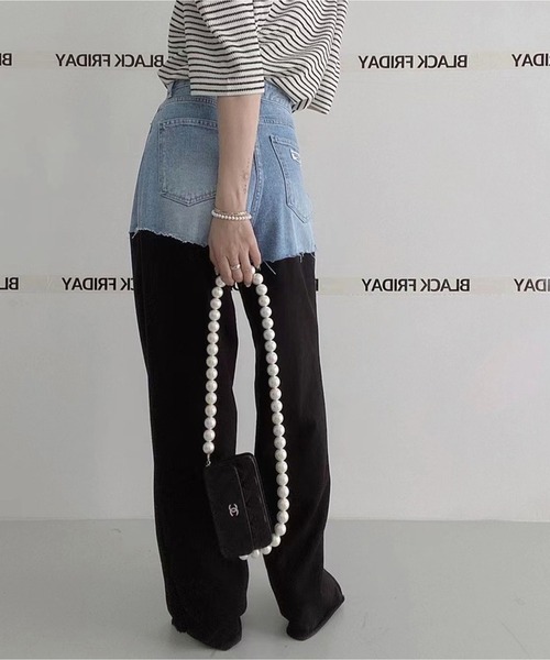 ROOPTOKYO（ループトウキョウ）の「▲Sweat Collaboration Damage Denim Pants / 切り替えスウェットダメージデニムパンツ（デニムパンツ・レディース・ブラック/グレー・S/M/L）」の11枚目の写真