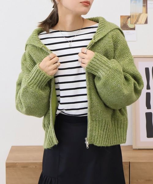 Social GIRL（ソーシャルガール）の「ダブルジップ ニットカーディガン（カーディガン/ボレロ・レディース・ブラック/ライトグレー/グレー/ブルー/グリーン・M）」の19枚目の写真