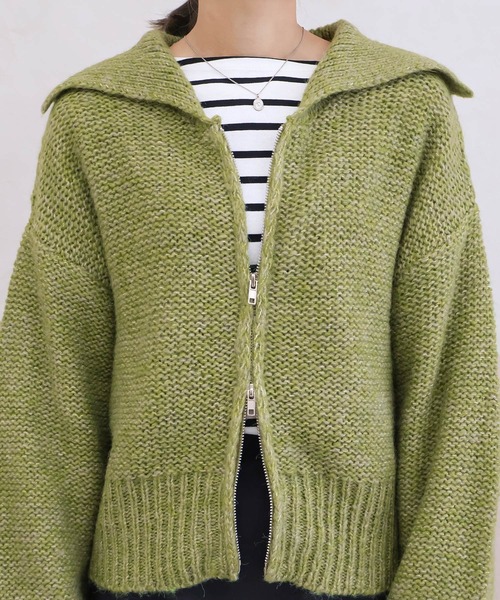 Social GIRL（ソーシャルガール）の「ダブルジップ ニットカーディガン（カーディガン/ボレロ・レディース・ブラック/ライトグレー/グレー/ブルー/グリーン・M）」の18枚目の写真