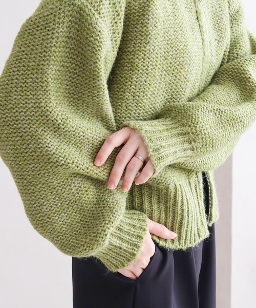 Social GIRL（ソーシャルガール）の「ダブルジップ ニットカーディガン（カーディガン/ボレロ・レディース・ブラック/ライトグレー/グレー/ブルー/グリーン・M）」の10枚目の写真