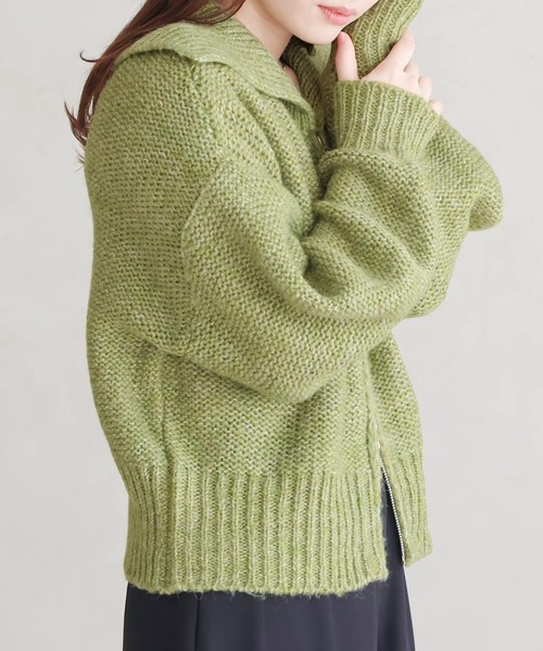 Social GIRL（ソーシャルガール）の「ダブルジップ ニットカーディガン（カーディガン/ボレロ・レディース・ブラック/ライトグレー/グレー/ブルー/グリーン・M）」の11枚目の写真