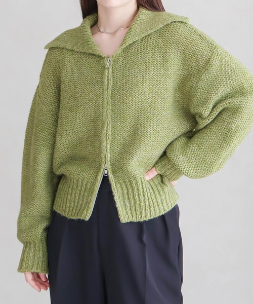 Social GIRL（ソーシャルガール）の「ダブルジップ ニットカーディガン（カーディガン/ボレロ・レディース・ブラック/ライトグレー/グレー/ブルー/グリーン・M）」の15枚目の写真