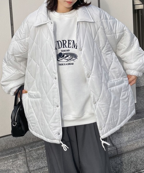 Chillfar（チルファー）の「キルティングオーバージャケット（ブルゾン・レディース・カーキ/アイボリー/ブラック・FREE）」の6枚目の写真