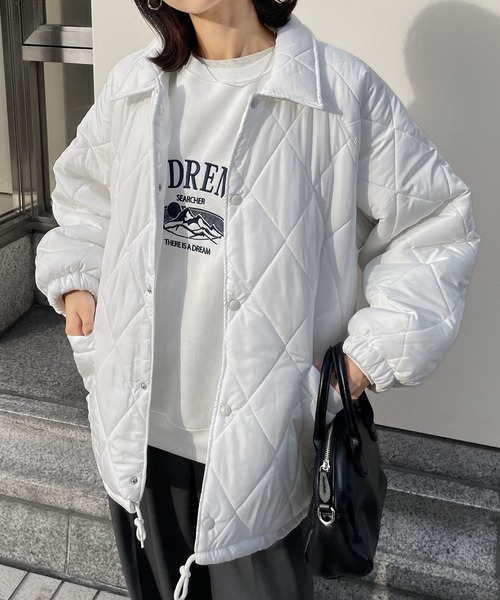 Chillfar（チルファー）の「キルティングオーバージャケット（ブルゾン・レディース・カーキ/アイボリー/ブラック・FREE）」の7枚目の写真