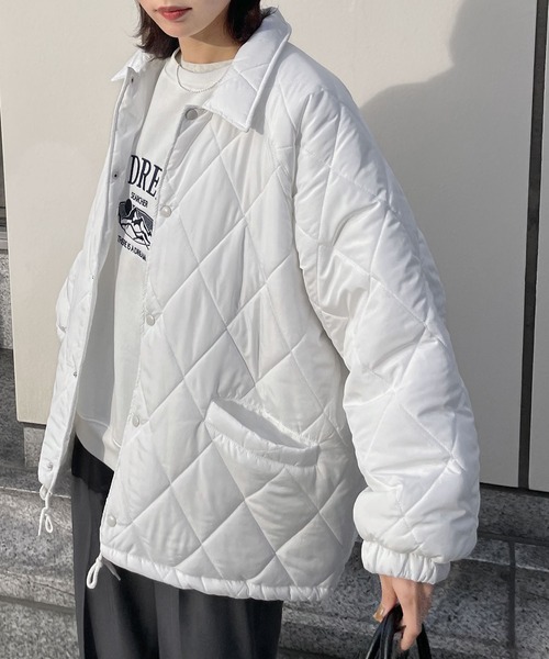 Chillfar（チルファー）の「キルティングオーバージャケット（ブルゾン・レディース・カーキ/アイボリー/ブラック・FREE）」の9枚目の写真