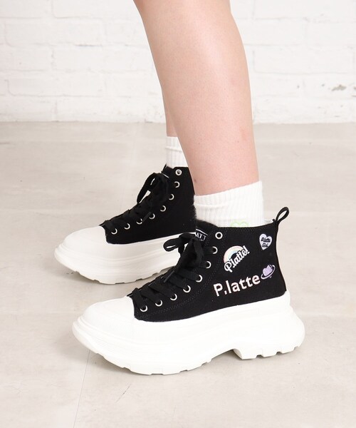 厚底キャンパスハイカットスニーカー（スニーカー）｜PINK-latte（ピンクラテ）