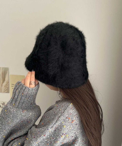 GeeRA（ジーラ）の「シャギーチューリップハット（ハット・レディース・ブラック/オフホワイト/モカ・FREE）」の2枚目の写真