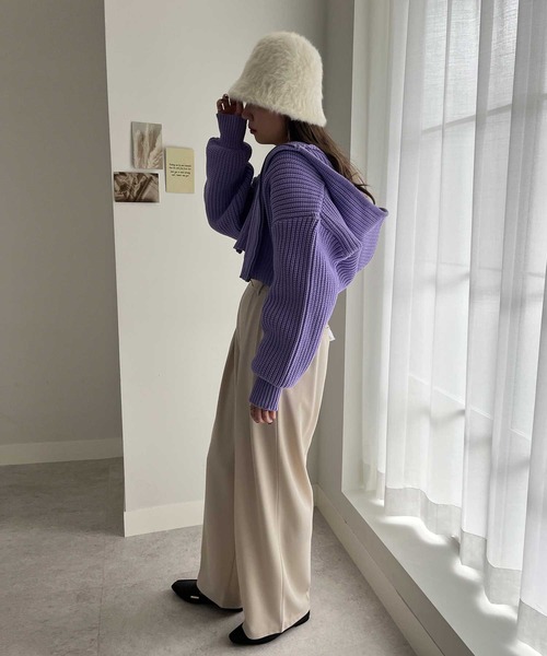 GeeRA（ジーラ）の「シャギーチューリップハット（ハット・レディース・ブラック/オフホワイト/モカ・FREE）」の4枚目の写真