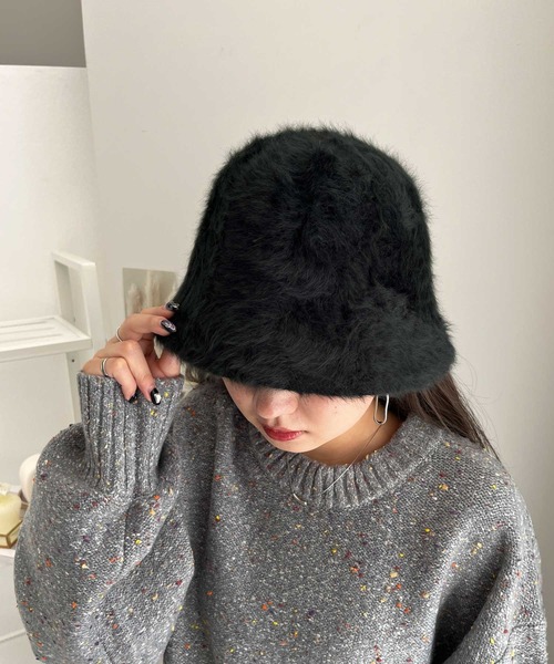 GeeRA（ジーラ）の「シャギーチューリップハット（ハット・レディース・ブラック/オフホワイト/モカ・FREE）」の5枚目の写真