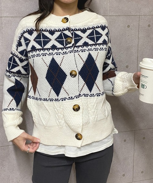 セール】ノルディック柄ニットカーディガン（ニット/セーター）｜NANEA