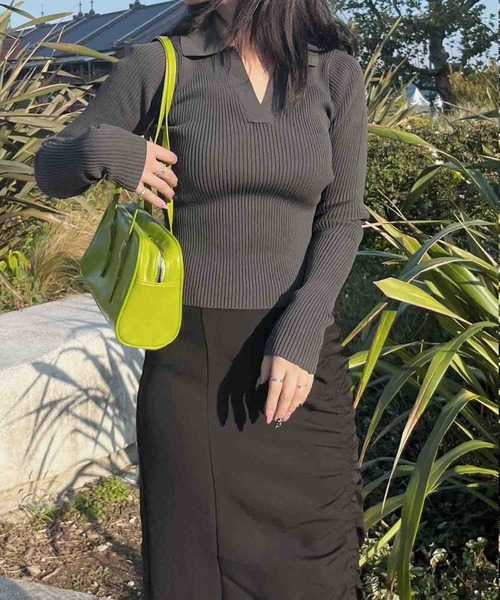 Reurie'（レウリィ）の「【ZOZO限定カラー有】エコレザーボストンバッグ / eco leather boston bag ショルダーバッグ スクエア アイボリー ブラック グリーン ツヤ（ボストンバッグ・レディース・アイボリー/ブラック/グリーン・FREE）」の11枚目の写真