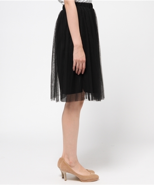 earth music&ecology（アースミュージックアンドエコロジー）の「ミディチュールスカート（スカート・レディース・ライトグレー/アイボリー/ブラック・FREE）」の5枚目の写真