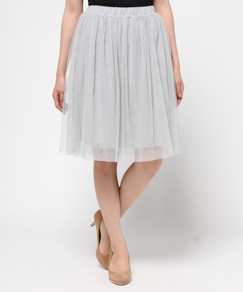 earth music&ecology（アースミュージックアンドエコロジー）の「ミディチュールスカート（スカート・レディース・ライトグレー/アイボリー/ブラック・FREE）」の11枚目の写真