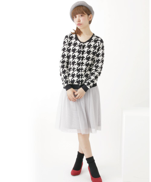 earth music&ecology（アースミュージックアンドエコロジー）の「ミディチュールスカート（スカート・レディース・ライトグレー/アイボリー/ブラック・FREE）」の12枚目の写真