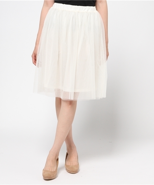 earth music&ecology（アースミュージックアンドエコロジー）の「ミディチュールスカート（スカート・レディース・ライトグレー/アイボリー/ブラック・FREE）」の13枚目の写真