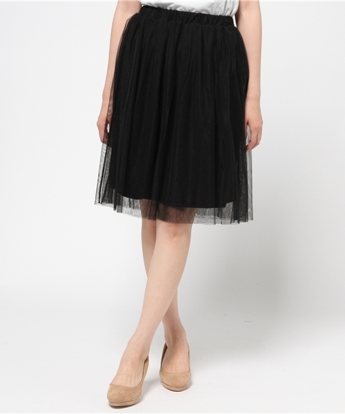 earth music&ecology（アースミュージックアンドエコロジー）の「ミディチュールスカート（スカート・レディース・ライトグレー/アイボリー/ブラック・FREE）」の14枚目の写真