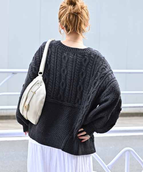 B.C STOCK（ベーセーストック）の「パッチワークニットプルオーバー