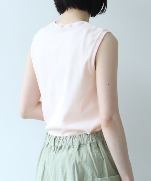 bulle de savon（ビュルデサボン）の「ピマハイゲージスムース ふわふわノースリ（Tシャツ/カットソー・レディース・ネイビー/イエロー/ピンク/ホワイト・FREE）」の15枚目の写真