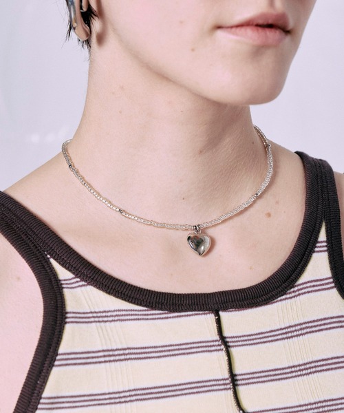 MAISON SPECIAL(メゾンスペシャル)の「Heart Beaded Necklace/ハートビーズネックレス(ネックレス・レディース・ライム/ブラック/クリア・FREE)」の12枚目の写真