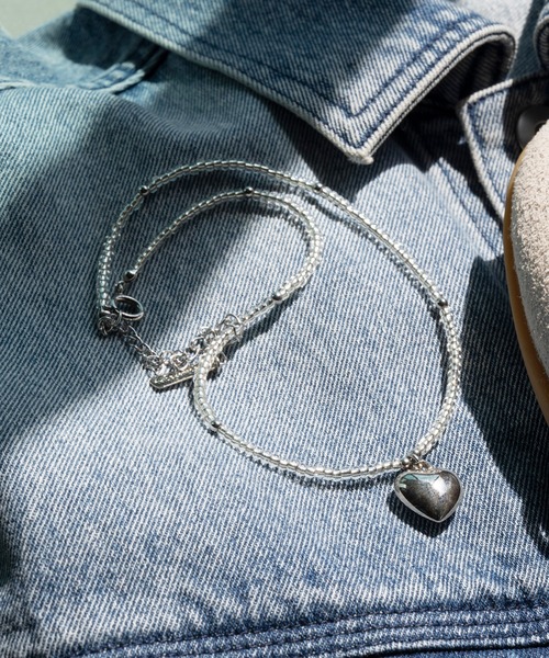 MAISON SPECIAL(メゾンスペシャル)の「Heart Beaded Necklace/ハートビーズネックレス(ネックレス・レディース・ライム/ブラック/クリア・FREE)」の10枚目の写真