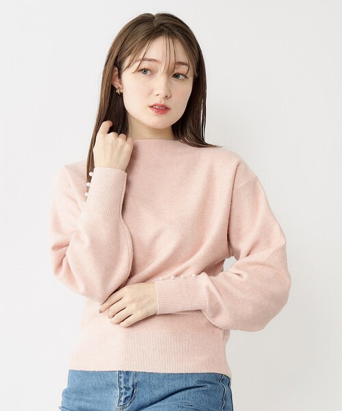 index（インデックス）の「◆≪5color≫ パール調ボタンスリーブボトルネックニット【洗濯機洗い可】（ニット/セーター・レディース・ライトベージュ/グレー/ライトブルー/オフホワイト/ピンク系・36/42/38/40）」の20枚目の写真