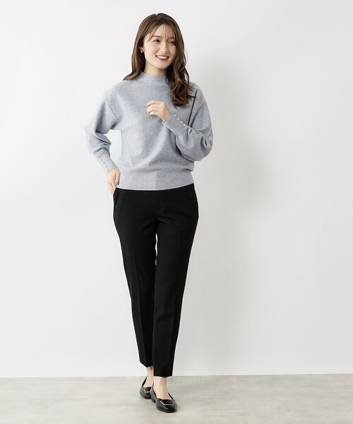 index（インデックス）の「◆≪5color≫ パール調ボタンスリーブボトルネックニット【洗濯機洗い可】（ニット/セーター・レディース・ライトベージュ/グレー/ライトブルー/オフホワイト/ピンク系・36/42/38/40）」の22枚目の写真