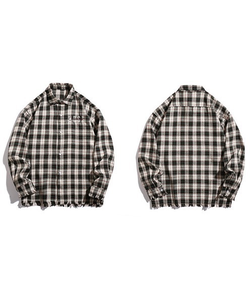 Ressaca(レサーカ)の「ロゴ刺繍フリンジチェックシャツ ダメージ加工 オーバーサイズ(シャツ/ブラウス・メンズ・ブルー/ピンク/ブラック・L/M/XXL/XL)」の20枚目の写真