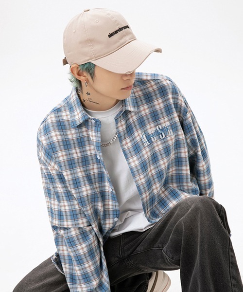 Ressaca(レサーカ)の「ロゴ刺繍フリンジチェックシャツ ダメージ加工 オーバーサイズ(シャツ/ブラウス・メンズ・ブルー/ピンク/ブラック・L/M/XXL/XL)」の12枚目の写真