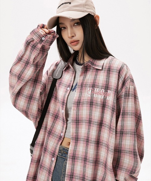 Ressaca(レサーカ)の「ロゴ刺繍フリンジチェックシャツ ダメージ加工 オーバーサイズ(シャツ/ブラウス・メンズ・ブルー/ピンク/ブラック・L/M/XXL/XL)」の15枚目の写真