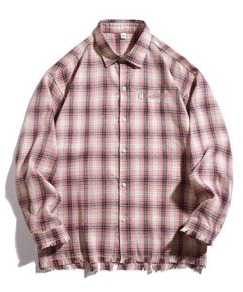 Ressaca(レサーカ)の「ロゴ刺繍フリンジチェックシャツ ダメージ加工 オーバーサイズ(シャツ/ブラウス・メンズ・ブルー/ピンク/ブラック・L/M/XXL/XL)」の19枚目の写真