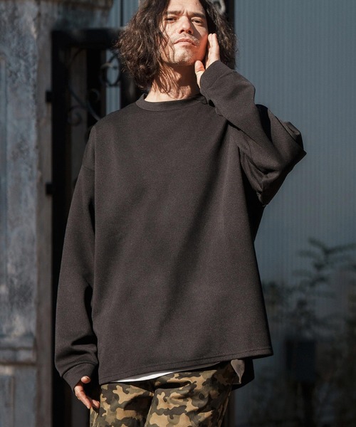 CAMBIO(カンビオ)の「mlt4614- ビッグシルエットサイドスリットカットソー(Tシャツ/カットソー・メンズ・ホワイト/ブルー/グレイッシュベージュ/ブラック・M/L/XL)」の3枚目の写真