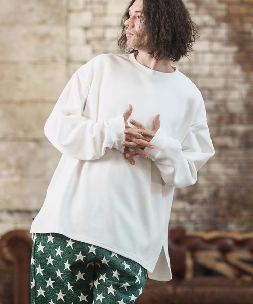 CAMBIO(カンビオ)の「mlt4614- ビッグシルエットサイドスリットカットソー(Tシャツ/カットソー・メンズ・ホワイト/ブルー/グレイッシュベージュ/ブラック・M/L/XL)」の5枚目の写真