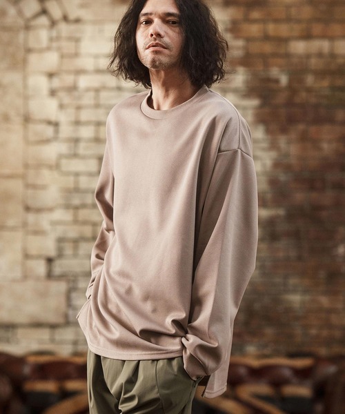 CAMBIO(カンビオ)の「mlt4614- ビッグシルエットサイドスリットカットソー(Tシャツ/カットソー・メンズ・ホワイト/ブルー/グレイッシュベージュ/ブラック・M/L/XL)」の9枚目の写真
