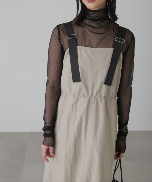 FREE'S MART（フリーズマート）の「◆ウエストドロストナイロンジャンパースカート（ワンピース・レディース・カーキ/グレー/ベージュ・SMALL/MEDIUM）」の18枚目の写真