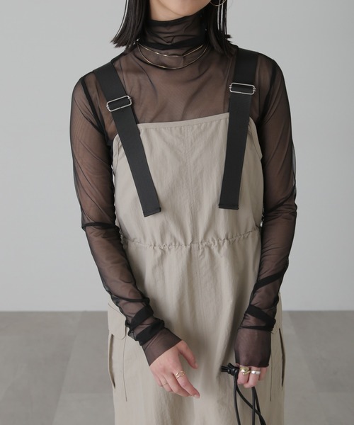 FREE'S MART（フリーズマート）の「◆ウエストドロストナイロンジャンパースカート（ワンピース・レディース・カーキ/グレー/ベージュ・SMALL/MEDIUM）」の22枚目の写真