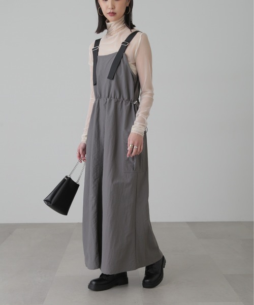 FREE'S MART（フリーズマート）の「◆ウエストドロストナイロンジャンパースカート（ワンピース・レディース・カーキ/グレー/ベージュ・SMALL/MEDIUM）」の5枚目の写真