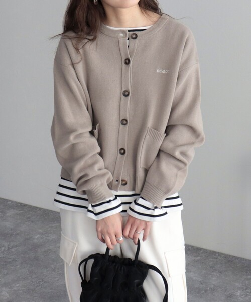 GEVACO（ゲバコ）の「【GEVACO/ゲバコ】コットンミラノリブカーディガン（カーディガン/ボレロ・レディース・アイボリー/グレイッシュベージュ/ネイビー/ミント・38）」の2枚目の写真