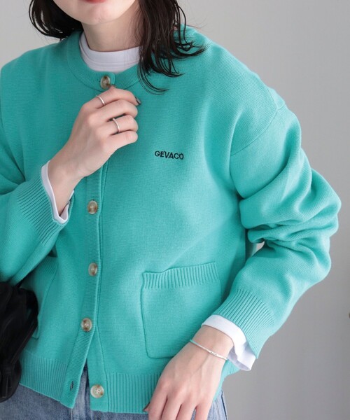 GEVACO（ゲバコ）の「【GEVACO/ゲバコ】コットンミラノリブカーディガン（カーディガン/ボレロ・レディース・アイボリー/グレイッシュベージュ/ネイビー/ミント・38）」の3枚目の写真