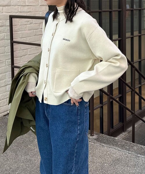 GEVACO（ゲバコ）の「【GEVACO/ゲバコ】コットンミラノリブカーディガン（カーディガン/ボレロ・レディース・アイボリー/グレイッシュベージュ/ネイビー/ミント・38）」の8枚目の写真