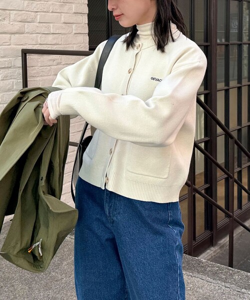 GEVACO（ゲバコ）の「【GEVACO/ゲバコ】コットンミラノリブカーディガン（カーディガン/ボレロ・レディース・アイボリー/グレイッシュベージュ/ネイビー/ミント・38）」の9枚目の写真