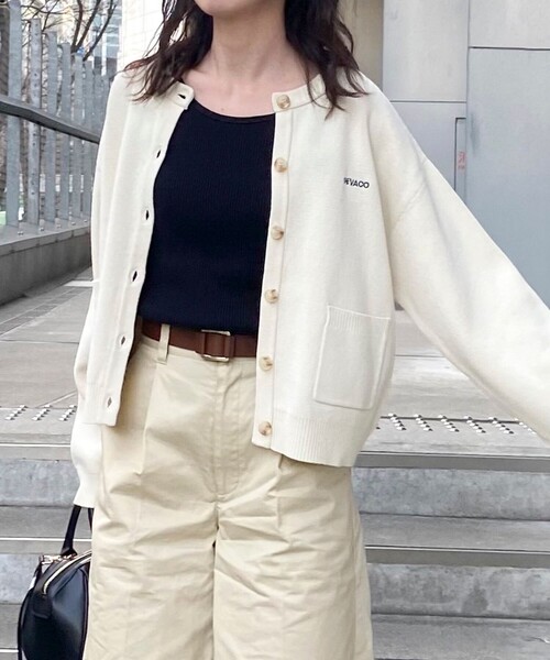 GEVACO（ゲバコ）の「【GEVACO/ゲバコ】コットンミラノリブカーディガン（カーディガン/ボレロ・レディース・アイボリー/グレイッシュベージュ/ネイビー/ミント・38）」の20枚目の写真