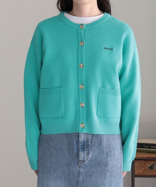 GEVACO（ゲバコ）の「【GEVACO/ゲバコ】コットンミラノリブカーディガン（カーディガン/ボレロ・レディース・アイボリー/グレイッシュベージュ/ネイビー/ミント・38）」の14枚目の写真
