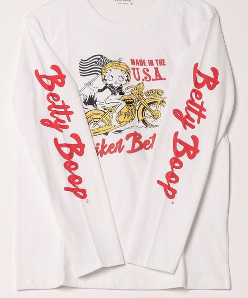 BETTY BOOP（ベティ・ブープ）の「BETTY BOOP(TM) / ベティー ブープ(TM) 長袖Tシャツ（Tシャツ/カットソー・メンズ・ホワイト/チャコールグレー/ブラック/ピンクベージュ・M/L/LL）」の6枚目の写真