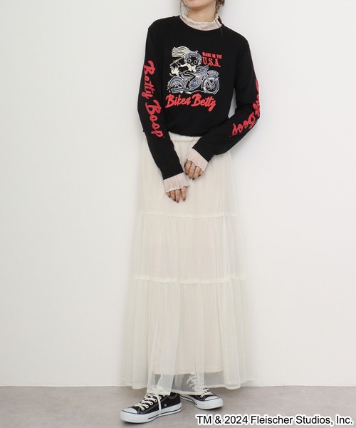 BETTY BOOP（ベティ・ブープ）の「BETTY BOOP(TM) / ベティー ブープ(TM) 長袖Tシャツ（Tシャツ/カットソー・メンズ・ホワイト/チャコールグレー/ブラック/ピンクベージュ・M/L/LL）」の14枚目の写真