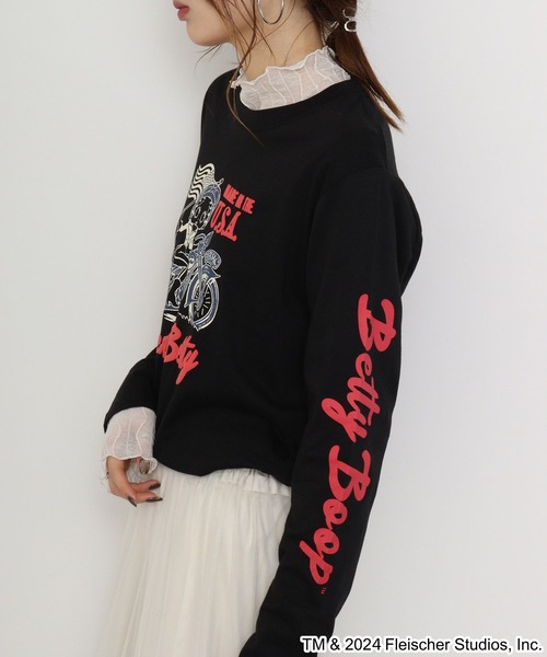 BETTY BOOP（ベティ・ブープ）の「BETTY BOOP(TM) / ベティー ブープ(TM) 長袖Tシャツ（Tシャツ/カットソー・メンズ・ホワイト/チャコールグレー/ブラック/ピンクベージュ・M/L/LL）」の11枚目の写真