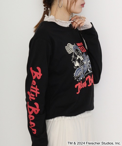 BETTY BOOP（ベティ・ブープ）の「BETTY BOOP(TM) / ベティー ブープ(TM) 長袖Tシャツ（Tシャツ/カットソー・メンズ・ホワイト/チャコールグレー/ブラック/ピンクベージュ・M/L/LL）」の13枚目の写真