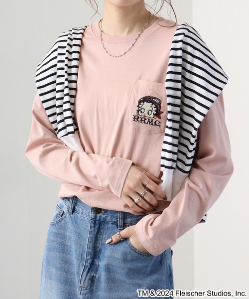 BETTY BOOP（ベティ・ブープ）の「BETTY BOOP(TM) / ベティー ブープ(TM) 長袖Tシャツ（Tシャツ/カットソー・メンズ・ホワイト/チャコールグレー/ブラック/ピンクベージュ・M/L/LL）」の20枚目の写真